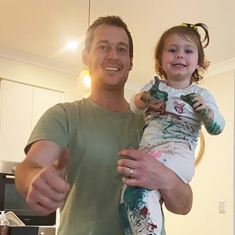 Aaron Cocks and daughter