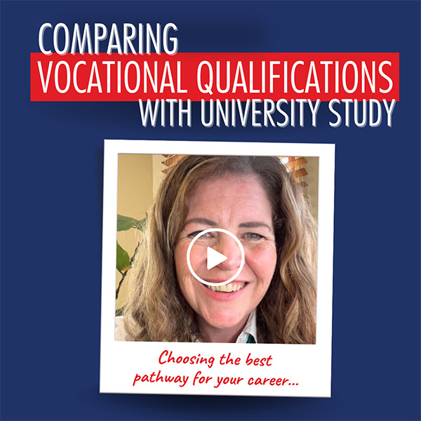 Comparing vocational qualifications with picture of Tricia