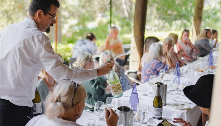 Man serving guests