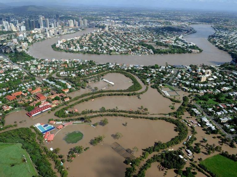 Aerial picture of 2011 Brisbane floods