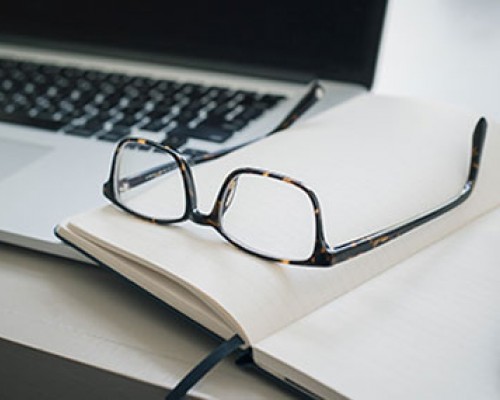 Glasses on book